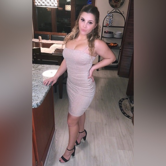 Windsor Tan Glitter Mini Dress - Picture 1 of 5